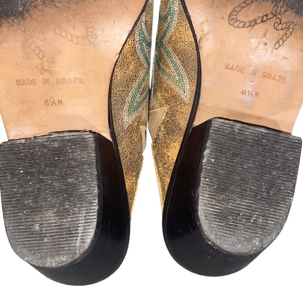 Matisse Western embroidered Mule Slides Distressed Square Toe Block Heel 6.5 - Picture 10 of 12